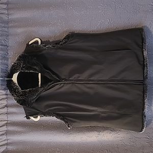 Kristen Blake Women's Reversible Black Faux Fur Vest, Medium